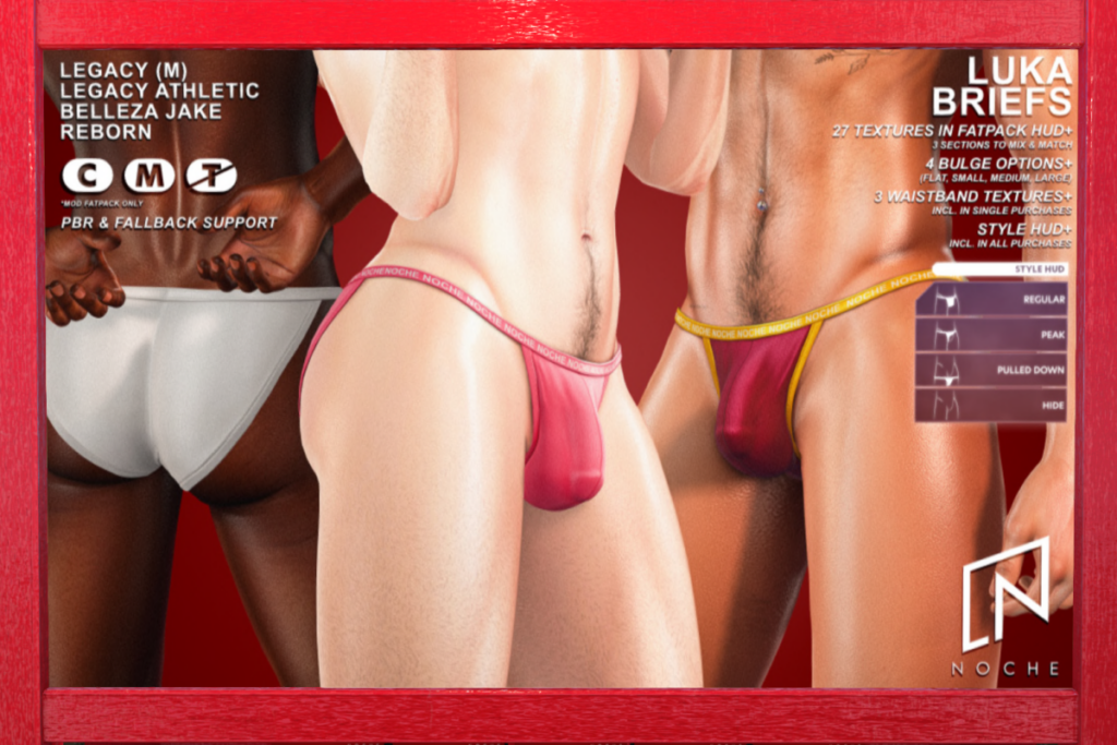 Luka Briefs - Jake/Legacy Male/Reborn/+mods, L$279 each/L$1299 FP