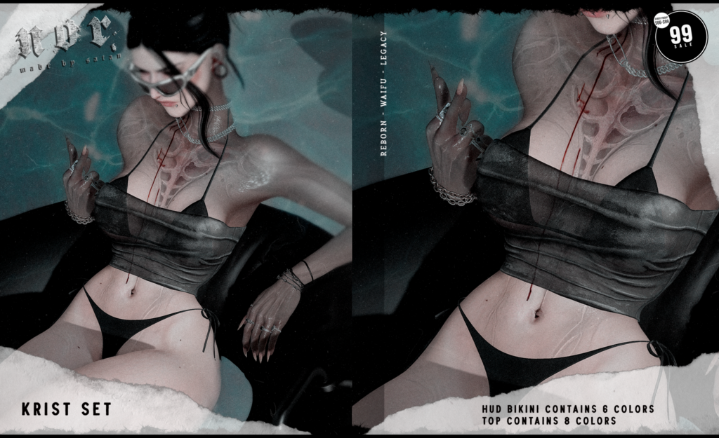 Krist Bikini &amp; Top - Legacy/Reborn/+mods	&lt;a href=&quot;http://maps.secondlife.com/secondlife/Lockheart/173/67/3002&quot; target=&quot;_blank&quot;&gt;Teleport&lt;/a&gt;