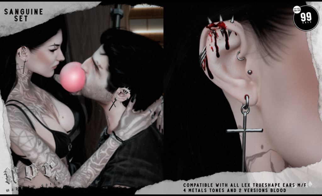 Sanguine Set Earrings - LEX miHD – TrueShape Ears F+M	&lt;a href=&quot;http://maps.secondlife.com/secondlife/Lockheart/170/63/3002&quot; target=&quot;_blank&quot;&gt;Teleport&lt;/a&gt;