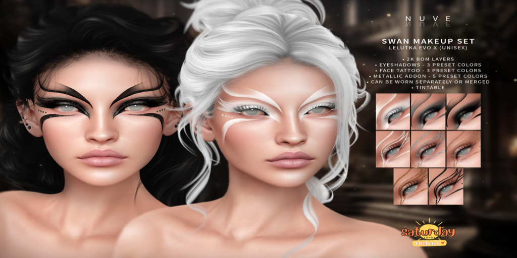 Swan Makeup Set - EvoX	&lt;a href=&quot;http://maps.secondlife.com/secondlife/RAWR/131/69/21&quot; target=&quot;_blank&quot;&gt;Teleport&lt;/a&gt;