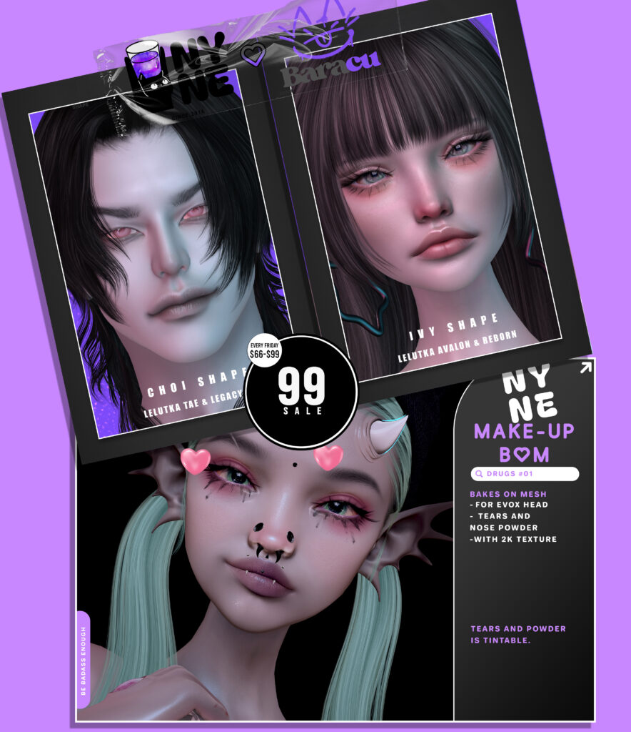 Choi Shape - EvoX Tae/Legacy | Ivy Shape - EvoX Avalon/Reborn | Drugs #01 Makeup - EvoX	&lt;a href=&quot;http://maps.secondlife.com/secondlife/xLUMINOUS%20HALLWAYx/138/161/21&quot; target=&quot;_blank&quot;&gt;Teleport&lt;/a&gt;