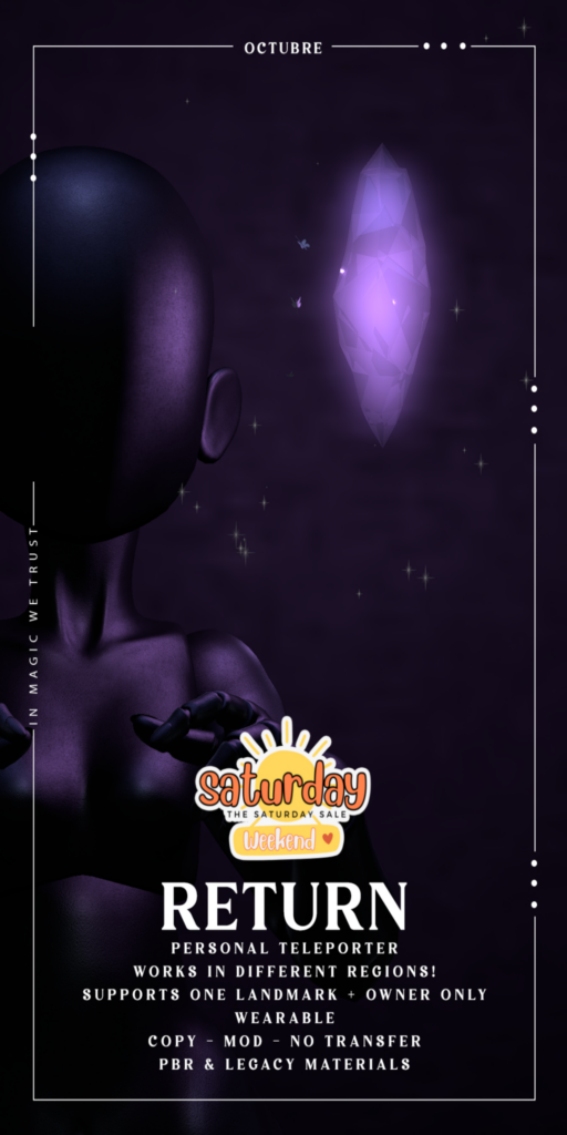 Return Teleporter	&lt;a href=&quot;http://maps.secondlife.com/secondlife/Mellor/97/37/27&quot; target=&quot;_blank&quot;&gt;Teleport&lt;/a&gt;