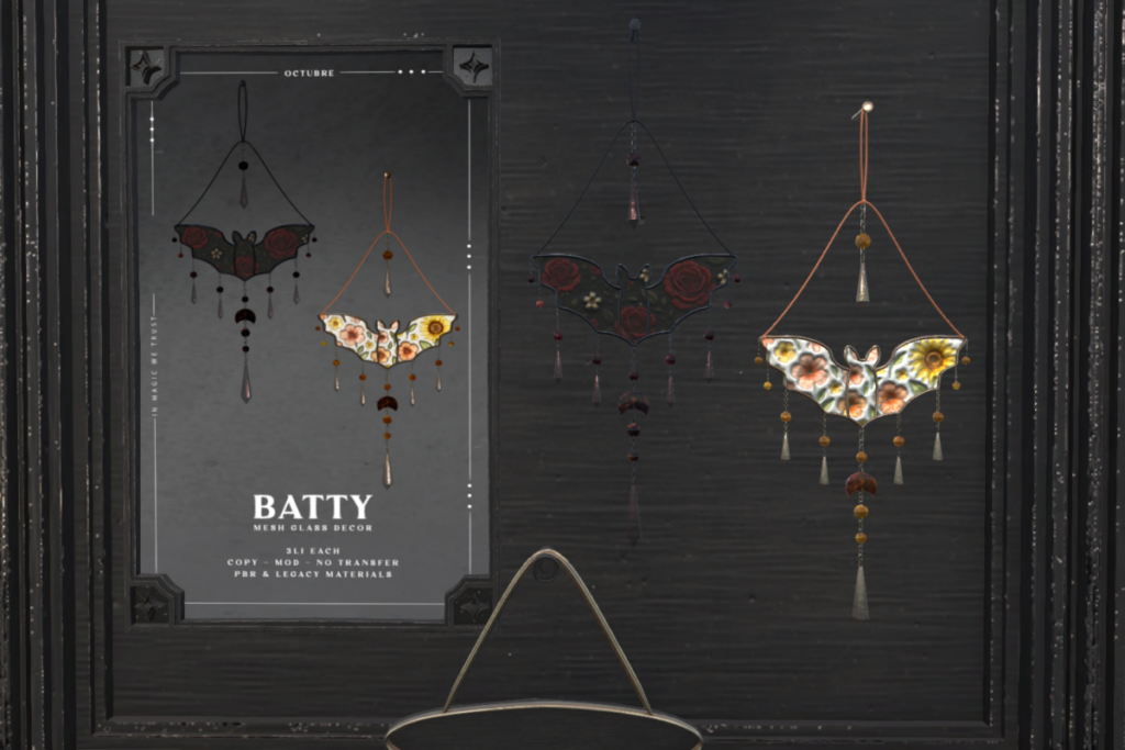 Batty Mesh Glass Decor	&lt;a href=&quot;http://maps.secondlife.com/secondlife/Mellor/95/70/26&quot; target=&quot;_blank&quot;&gt;Teleport&lt;/a&gt;