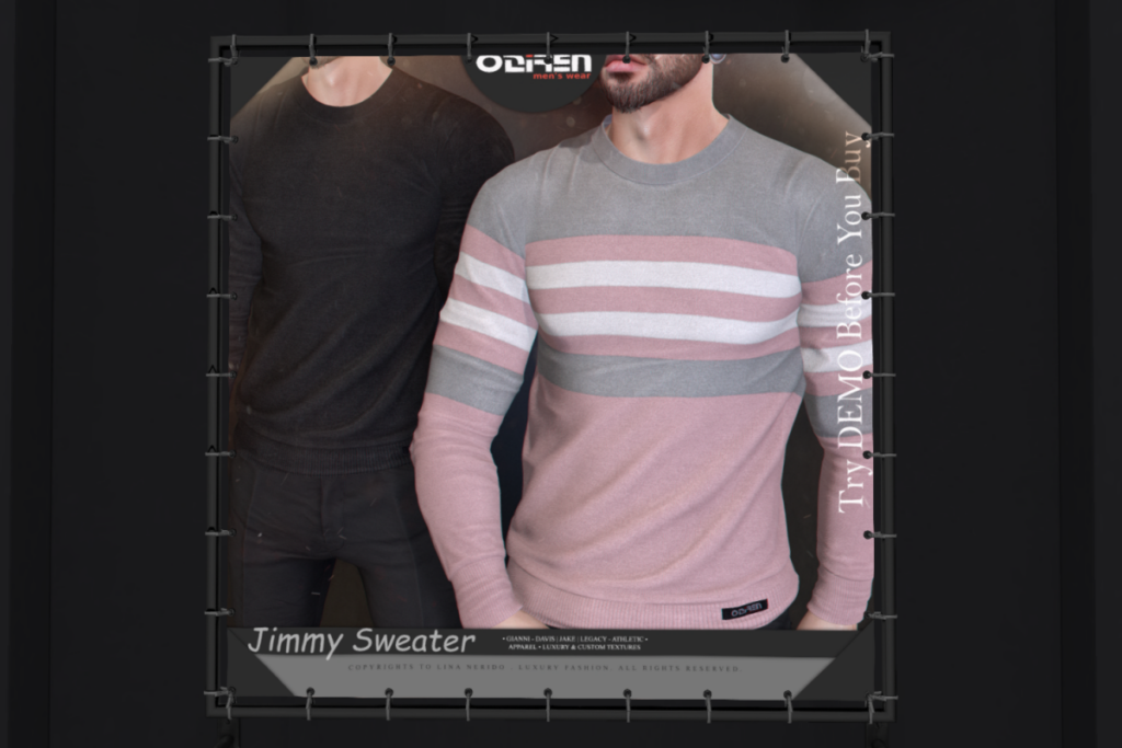 Jimmy Sweater - Davis/Gianni/Jake/Legacy/+mods, L$320 each/L$1700 FP