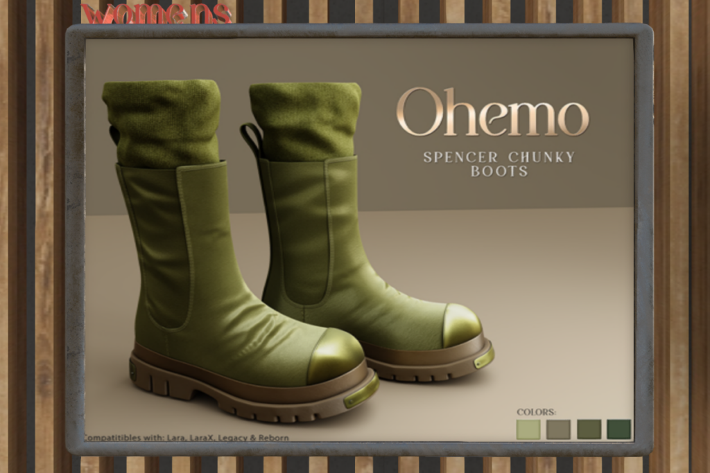 Spencer Chunky Boots - Legacy/MaitreyaX/Reborn/+mods	&lt;a href=&quot;http://maps.secondlife.com/secondlife/Horan/49/229/2002&quot; target=&quot;_blank&quot;&gt;Teleport&lt;/a&gt;