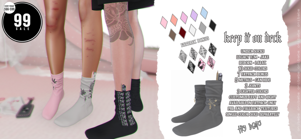 Keep It On Deck Socks - Jake/Legacy F+M/MaitreyaX/Reborn	&lt;a href=&quot;https://maps.secondlife.com/secondlife/Demon/239/92/25&quot; target=&quot;_blank&quot;&gt;Teleport&lt;/a&gt;