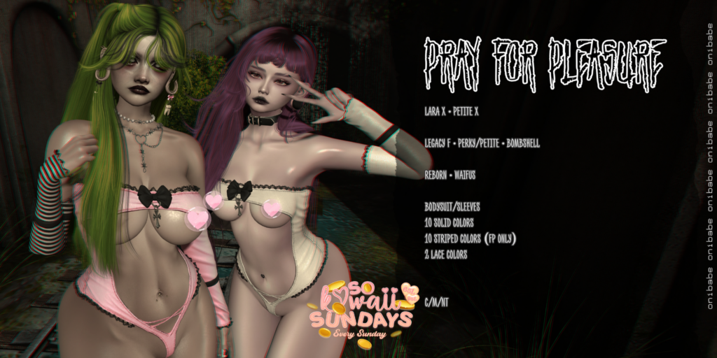 Pray For Pleasure Outfit - Legacy/MaitreyaX/Reborn/+mods	&lt;a href=&quot;https://maps.secondlife.com/secondlife/Demon/239/92/25&quot; target=&quot;_blank&quot;&gt;Teleport&lt;/a&gt;