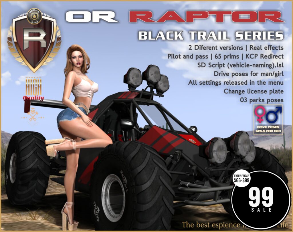 Raptor Black Trail Series Vehicle	&lt;a href=&quot;http://maps.secondlife.com/secondlife/Rox%20Anar/108/109/4024&quot; target=&quot;_blank&quot;&gt;Teleport&lt;/a&gt;