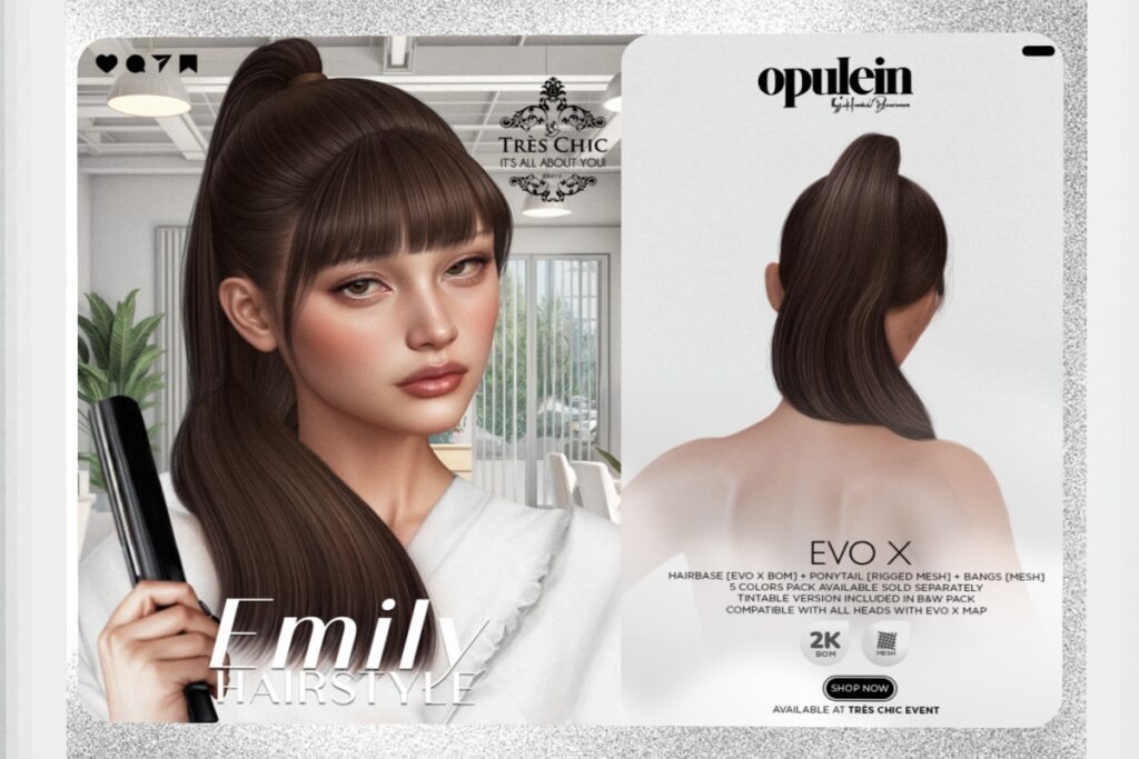 Emily Hairstyle &amp; Hairbase - EvoX, L$199 each/L$699 FP