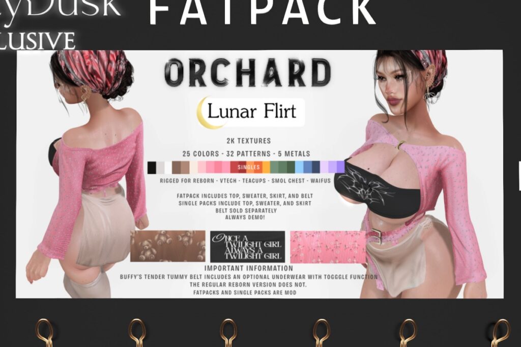 Lunar Flirt Outfit - Reborn/+mods, L$250 each/L$1200 FP