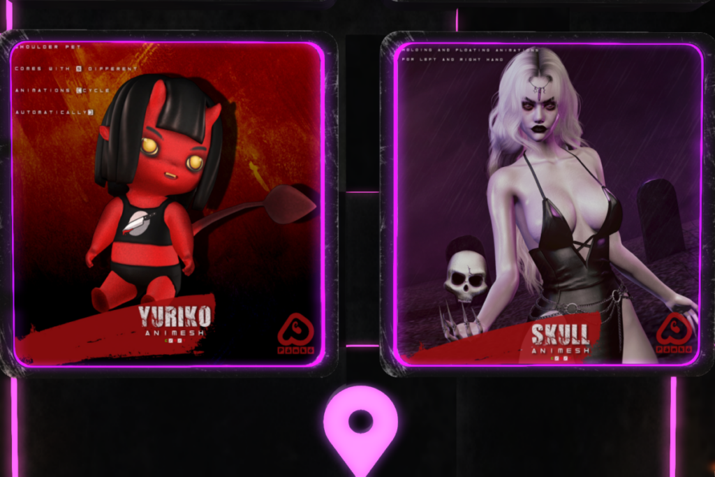Yuriko and Skull Animesh Companion, L$60 each