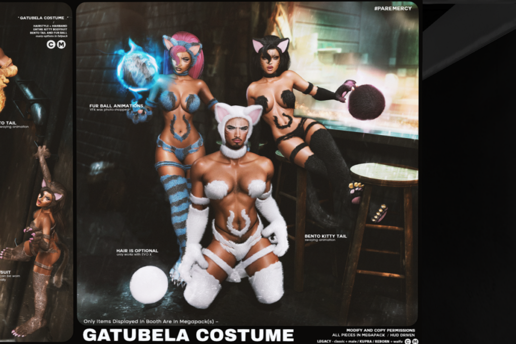 Gatubela Costume Headband, Suit &amp; Furball - Inithium/Legacy F+M/ Yentements/+mods, L$259-L$399 each/L$999-L$1899 each FP