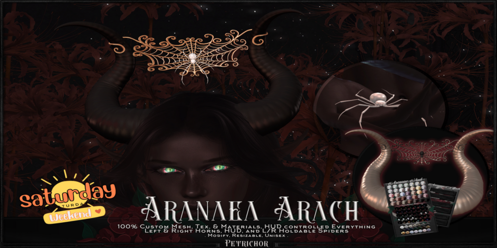 Aranaea Arach Horns	&lt;a href=&quot;http://maps.secondlife.com/secondlife/Lune/131/127/1515&quot; target=&quot;_blank&quot;&gt;Teleport&lt;/a&gt;