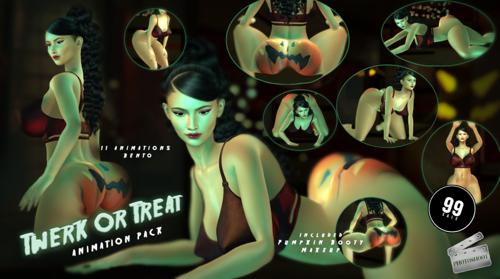 Twerk Or Treat Animations with Tattoo - BOM	&lt;a href=&quot;http://maps.secondlife.com/secondlife/VELOUR/200/203/1965&quot; target=&quot;_blank&quot;&gt;Teleport&lt;/a&gt;