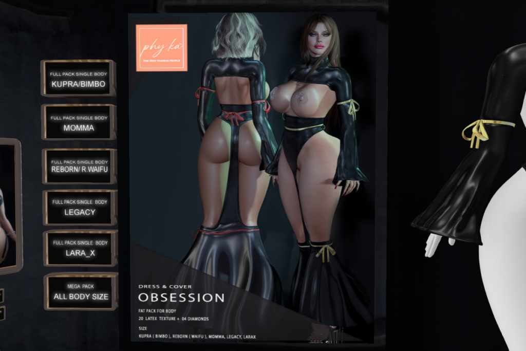 Obsession Dress &amp; Cover - Inithium/Legacy/MaitreyaX/Persephone/Reborn/+mods, L$599 each/L$1599 FP