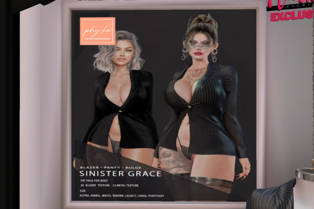 Sinister Grace Set - Inithium/Legacy/MaitreyaX/Reborn/+mods, L$579 each/L$1699 FP