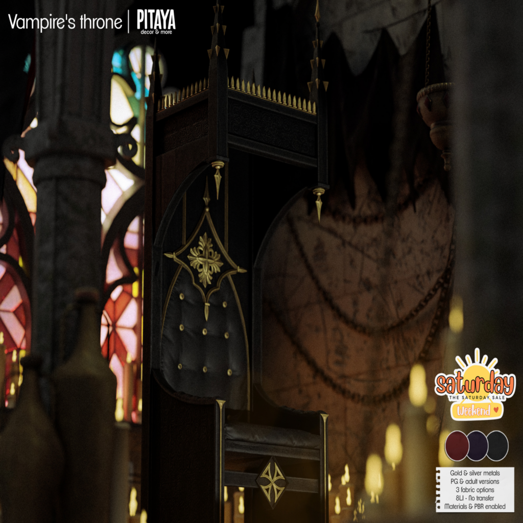 Vampire&#039;s Throne	&lt;a href=&quot;http://maps.secondlife.com/secondlife/Atelier/33/82/21&quot; target=&quot;_blank&quot;&gt;Teleport&lt;/a&gt;