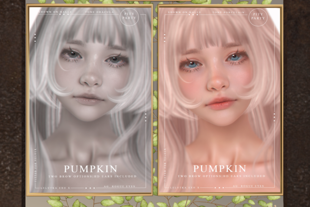 Pumpkin Shape - Lelutka Halle/Reborn, L$350 | Pumpkin Skin - EvoX, L$799 each/L$1750 FP