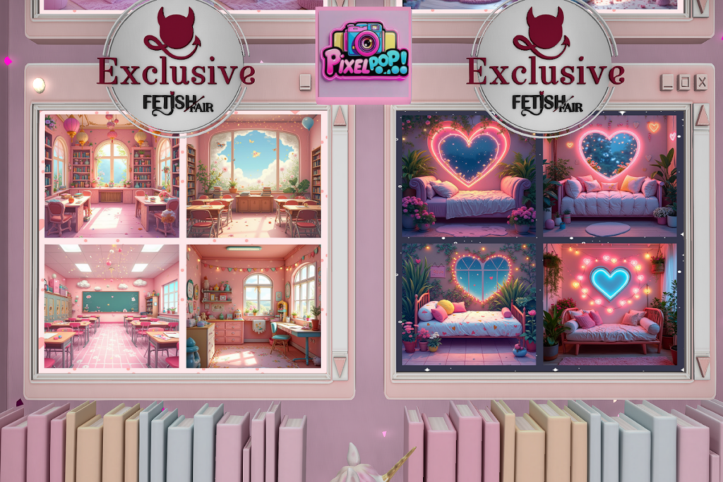 School and Heart Room Backdrops, L$99 each