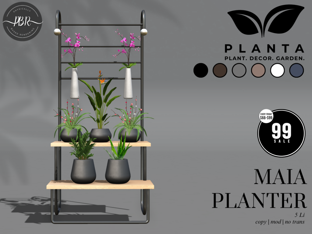 Maia Planter Decor	&lt;a href=&quot;http://maps.secondlife.com/secondlife/lovers%20islands/200/28/23&quot; target=&quot;_blank&quot;&gt;Teleport&lt;/a&gt;