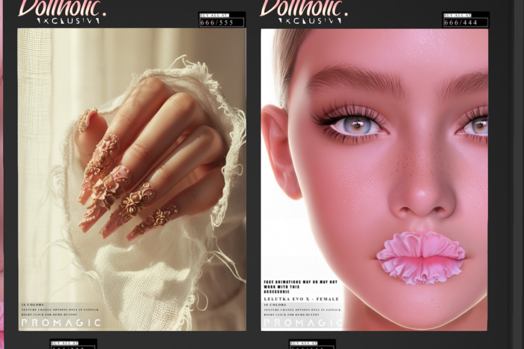 Pushpam Nail Extensions - no fits listed, L$555 | Pushpam Blossom Lips - Evo X, L$444