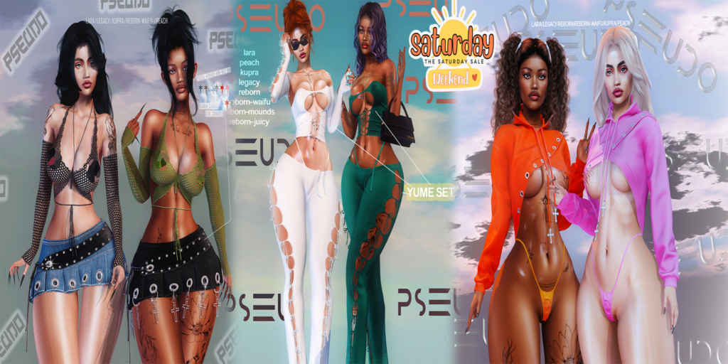 The Saturday Sale Outfits - see ad for fits	&lt;a href=&quot;http://maps.secondlife.com/secondlife/Ivory%20Fields/110/81/2502&quot; target=&quot;_blank&quot;&gt;Teleport&lt;/a&gt;