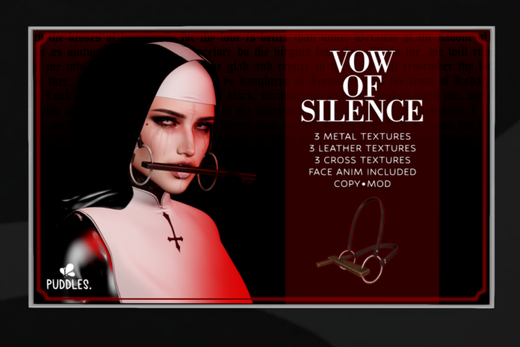 Vow Of Silence	&lt;a href=&quot;http://maps.secondlife.com/secondlife/OMY/114/179/28&quot; target=&quot;_blank&quot;&gt;Teleport&lt;/a&gt;