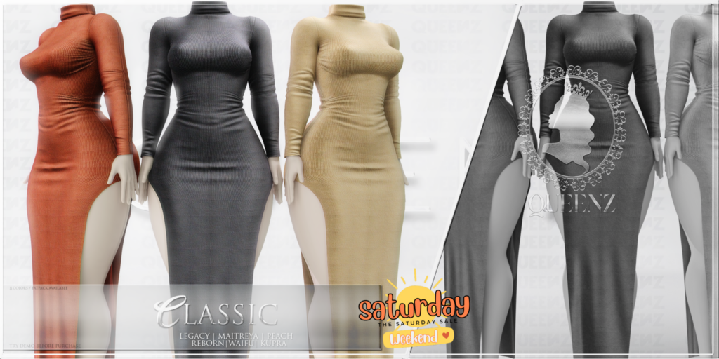Classic Dress - Inithium/Legacy/Maitreya/Peach/Reborn/+mods	&lt;a href=&quot;https://maps.secondlife.com/secondlife/QUEENZ/110/117/25&quot; target=&quot;_blank&quot;&gt;Teleport&lt;/a&gt;