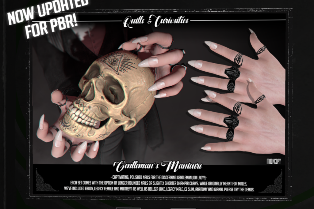 Gentleman&#039;s Manicure - Anatomy/CZ Slim/Jake/Gianni/Legacy F+/Maitreya/Reborn, L$299