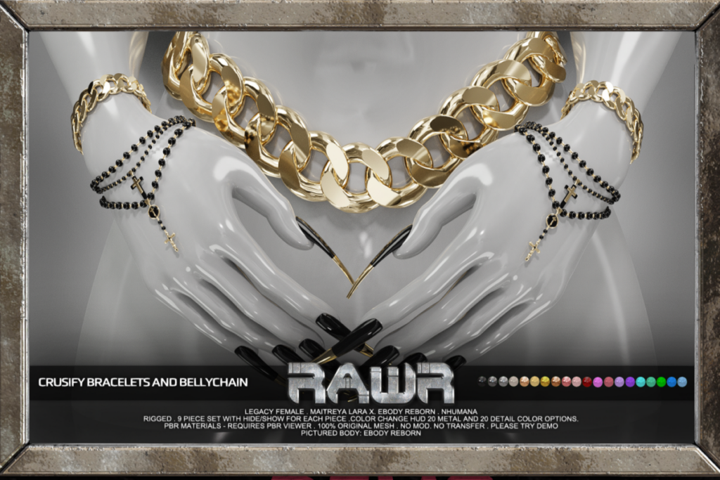 Crusify Bracelets &amp; Bellychain Set - Legacy/MaitreyaX/Nhumana/Reborn, L$349