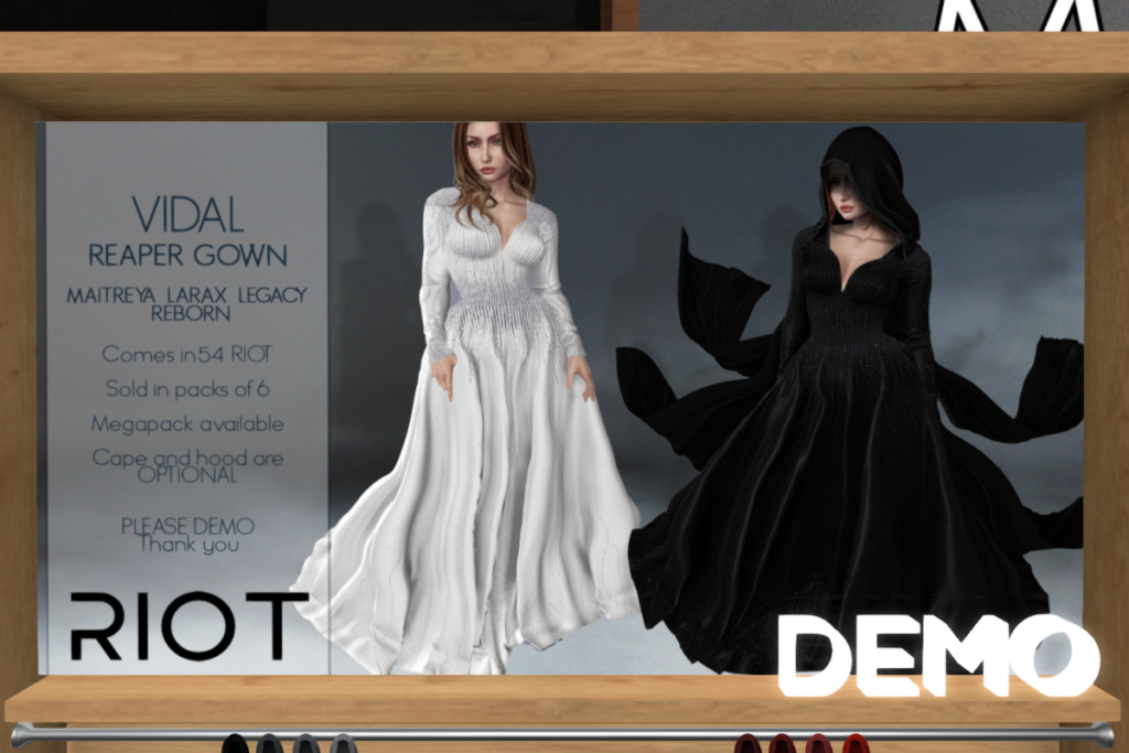 Vidal Reaper Gown - Legacy/Maitreya/Reborn/+mods, L$299 each/L$1299 FP | Vidal Megapack, L$1499