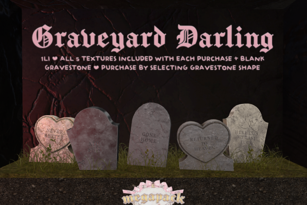 Graveyard Darling Tumbstones, L$50 each/L$950 FP