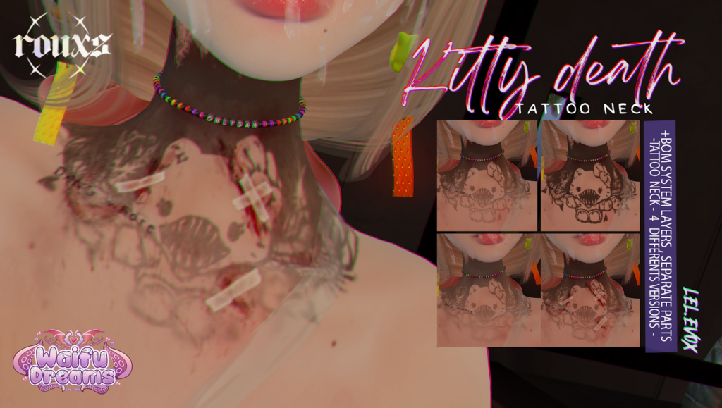 Kitty Death Neck Tattoo - EvoX