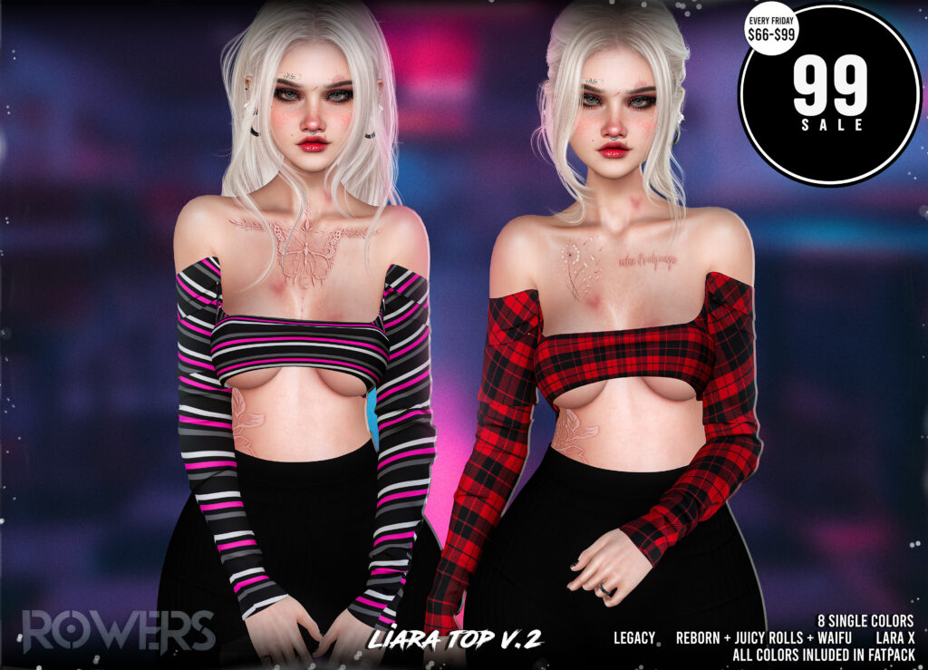 Liara Top V2 - Legacy/MaitreyaX/Reborn/+mods	&lt;a href=&quot;http://maps.secondlife.com/secondlife/Rosehaven/196/127/2501&quot; target=&quot;_blank&quot;&gt;Teleport&lt;/a&gt;