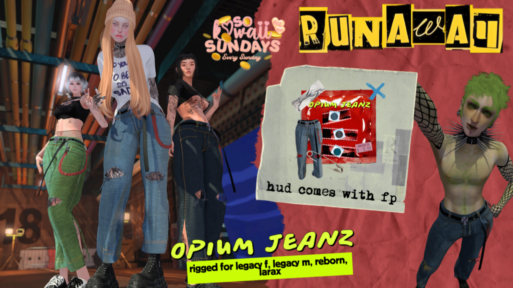 Opium Jeans - Legacy F+M/MaitreyaX/Reborn	&lt;a href=&quot;http://maps.secondlife.com/secondlife/Shadowmoor/144/206/1626&quot; target=&quot;_blank&quot;&gt;Teleport&lt;/a&gt;