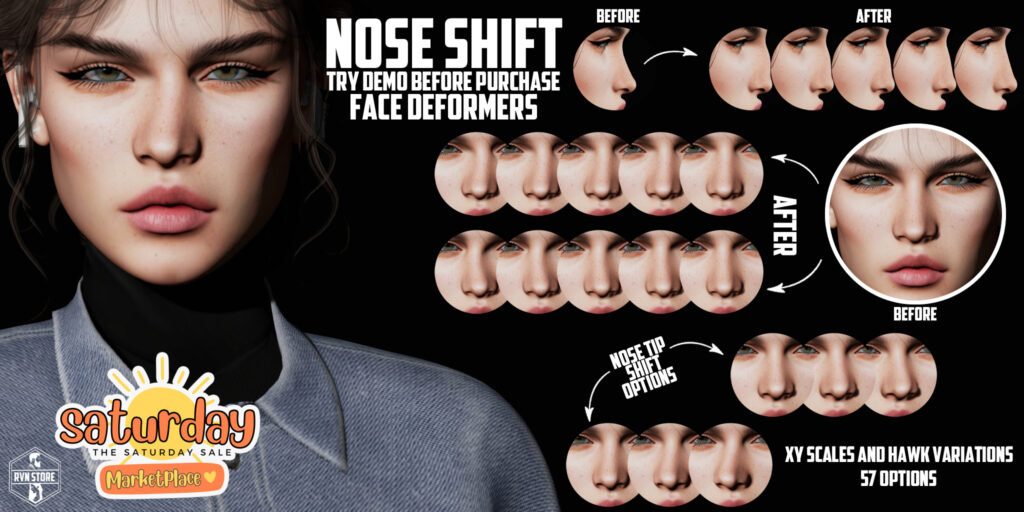 Nose Shift Face Deformers	&lt;a href=&quot;https://tinyurl.com/mw5w26vd&quot; target=&quot;_blank&quot;&gt;Marketplace Link&lt;/a&gt;