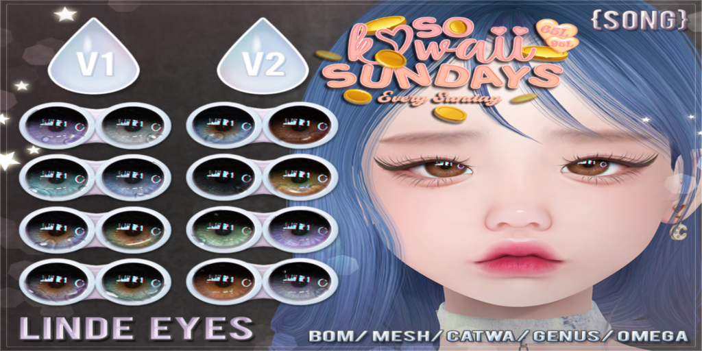 Linde Eyes - BOM/Catwa/Genus/Mesh/Omega	&lt;a href=&quot;https://maps.secondlife.com/secondlife/Land%20Rentals/223/83/1064&quot; target=&quot;_blank&quot;&gt;Teleport&lt;/a&gt;