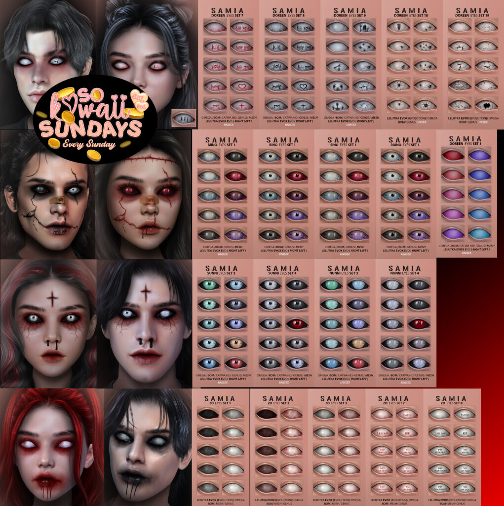Various Halloween Eyes	&lt;a href=&quot;http://maps.secondlife.com/secondlife/District%20Blue/214/105/3006&quot; target=&quot;_blank&quot;&gt;Teleport&lt;/a&gt;