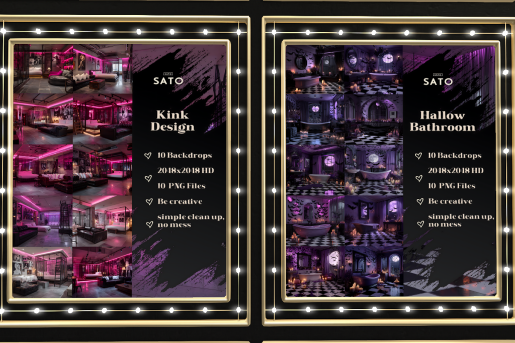 Kink Design and Hallow Bathroom Backdrops, L$180 each