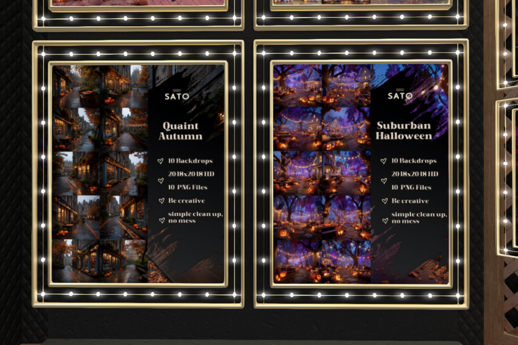 Quaint Autumn &amp; Suburban Halloween Backdrops, L$180 each