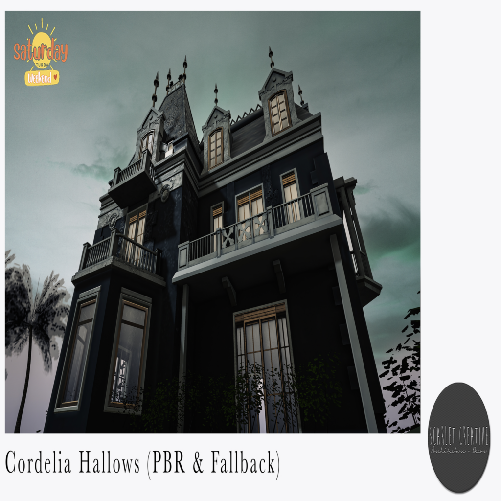 Cordelia Hallows House	&lt;a href=&quot;http://maps.secondlife.com/secondlife/Scarlet%20Creative/66/64/22&quot; target=&quot;_blank&quot;&gt;Teleport&lt;/a&gt;