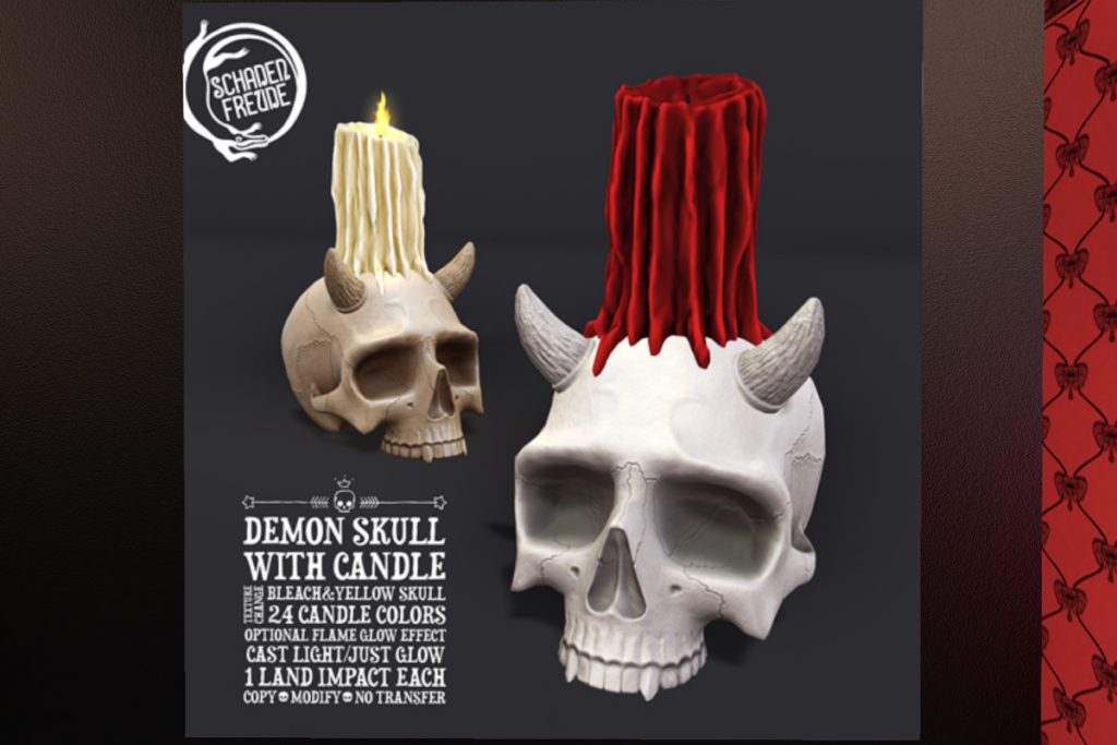 Demon Skull With Candle Decor, L$250