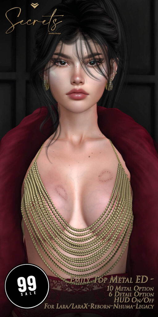 Emily Top Metal Edition - Legacy/Maitreya/Nhumana/Reborn/+mods	&lt;a href=&quot;http://maps.secondlife.com/secondlife/El%20Arenal/118/133/22&quot; target=&quot;_blank&quot;&gt;Teleport&lt;/a&gt;