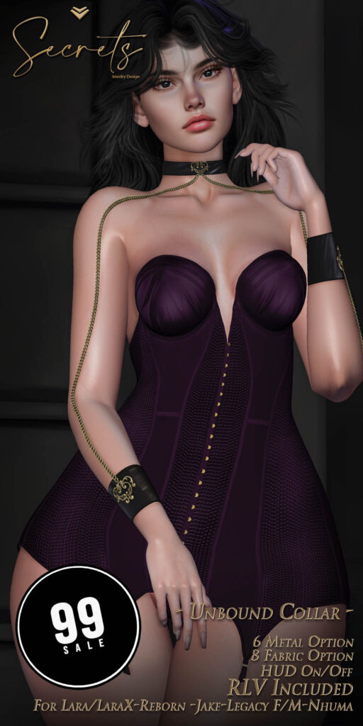 Unbound Collar - Jake/Legacy F+M/Maitreya/Nhumana/Reborn/+mods	&lt;a href=&quot;http://maps.secondlife.com/secondlife/El%20Arenal/118/133/22&quot; target=&quot;_blank&quot;&gt;Teleport&lt;/a&gt;
