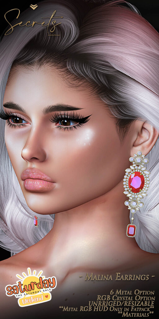 Malina Earrings	&lt;a href=&quot;http://maps.secondlife.com/secondlife/El%20Arenal/118/133/22&quot; target=&quot;_blank&quot;&gt;Teleport&lt;/a&gt;