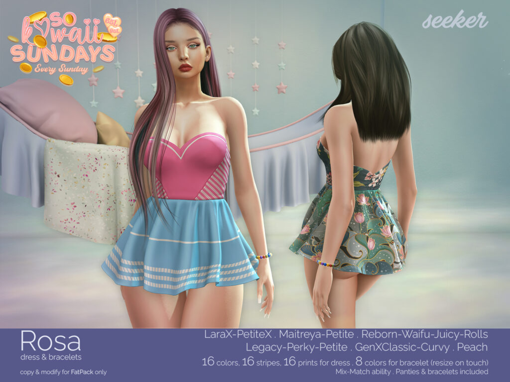 Rosa Dress &amp; Bracelets - GenX/Legacy/Maitreya/Peach/Reborn/+mods	&lt;a href=&quot;http://maps.secondlife.com/secondlife/Taejin/198/93/2003&quot; target=&quot;_blank&quot;&gt;Teleport&lt;/a&gt;