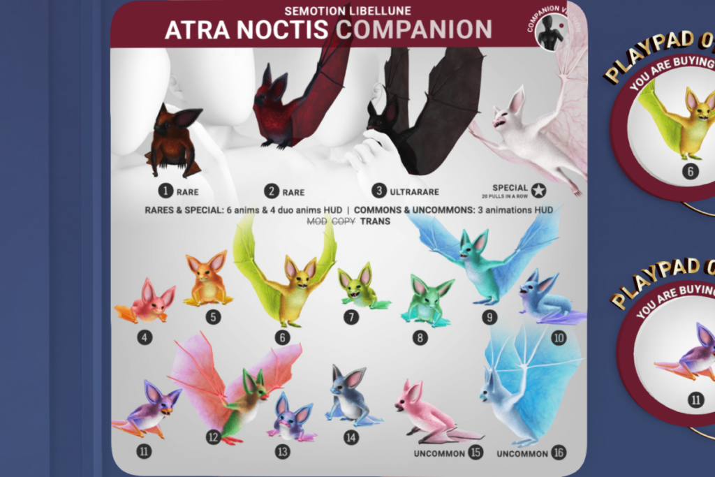 Atra Noctis Companion, L$89 per pull/L$189 Exclusive