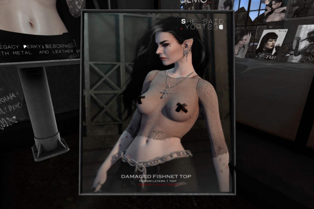 Damaged Fishnet Top - BOM	&lt;a href=&quot;http://maps.secondlife.com/secondlife/Shadows/176/193/25&quot; target=&quot;_blank&quot;&gt;Teleport&lt;/a&gt;