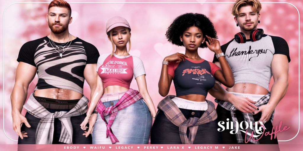 Waffle Outfit - Jake/Legacy M+F/MaitreyaX/Reborn/+mods	&lt;a href=&quot;http://maps.secondlife.com/secondlife/Raphael/86/184/2006&quot; target=&quot;_blank&quot;&gt;Teleport&lt;/a&gt;