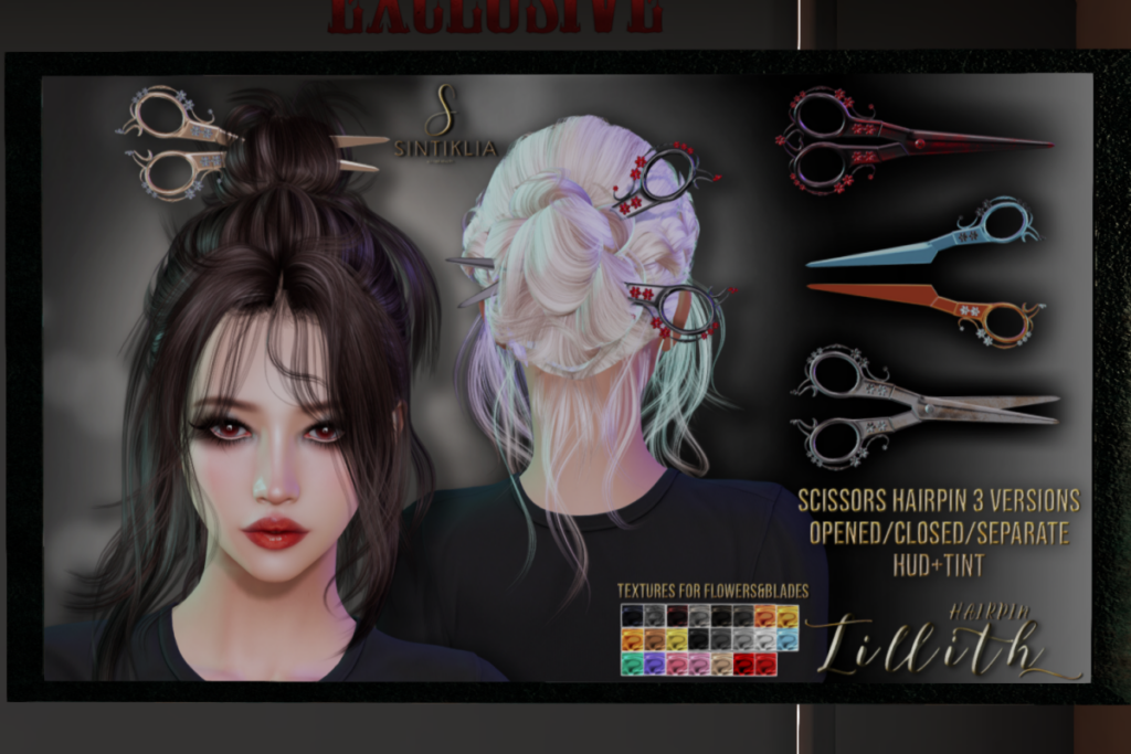 Lilith Scissors Hairpins, L$175